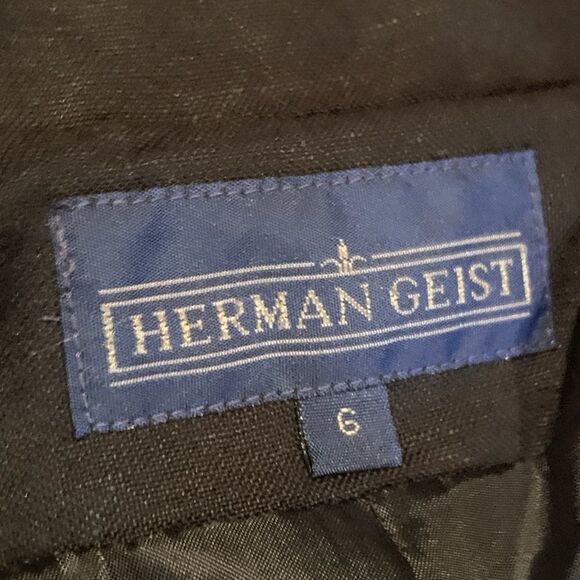 Herman Geist vintage black Linen/Rayon Open Front Blazer Womens Sz 6 - Picture 8 of 9